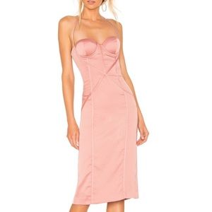 Revolve Derya Midi Silk Bustier Dress